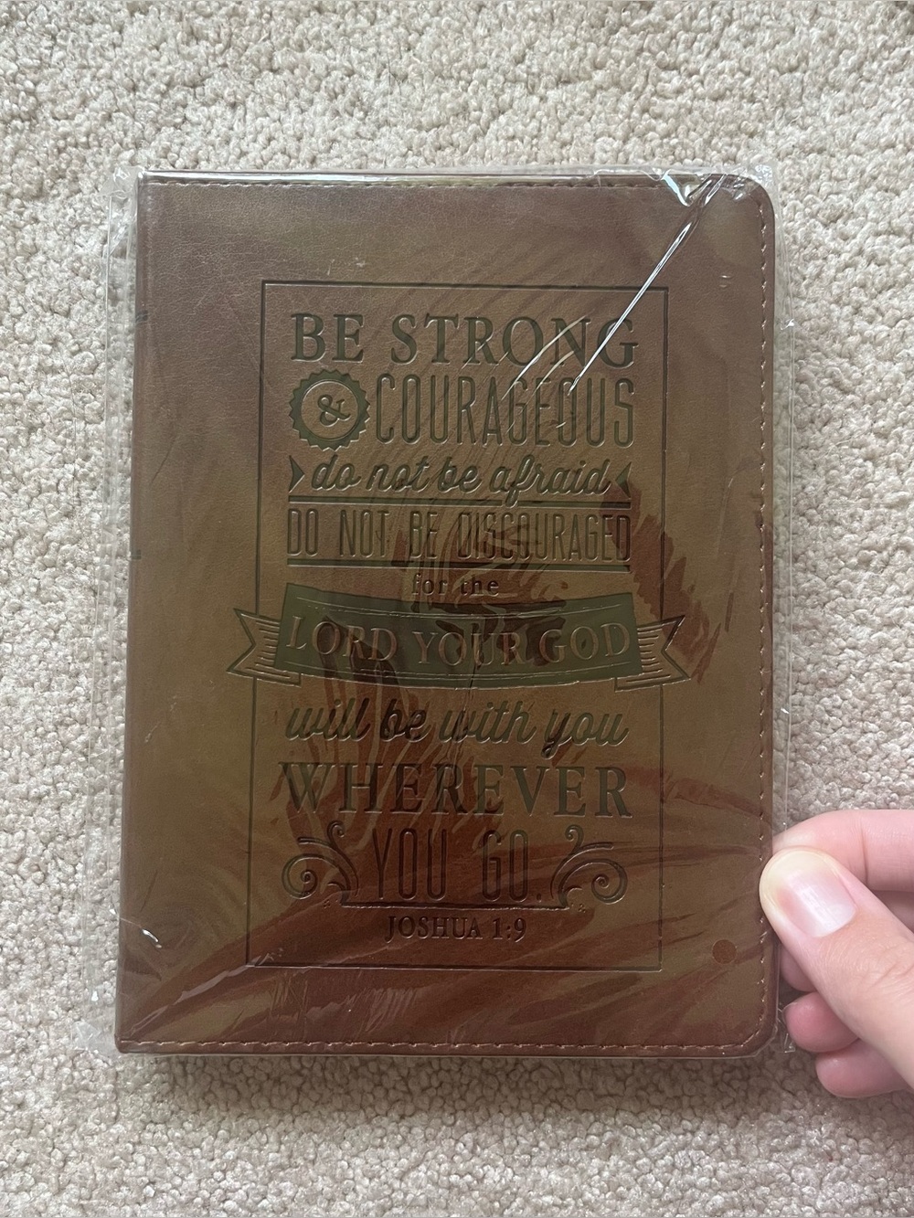 Be Strong & Courageous Brown Inspirational Scripture Christian Notebook Journal